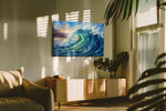 Aurora Tide Crescendo ocean canvas print, on wall, lifestyle preview