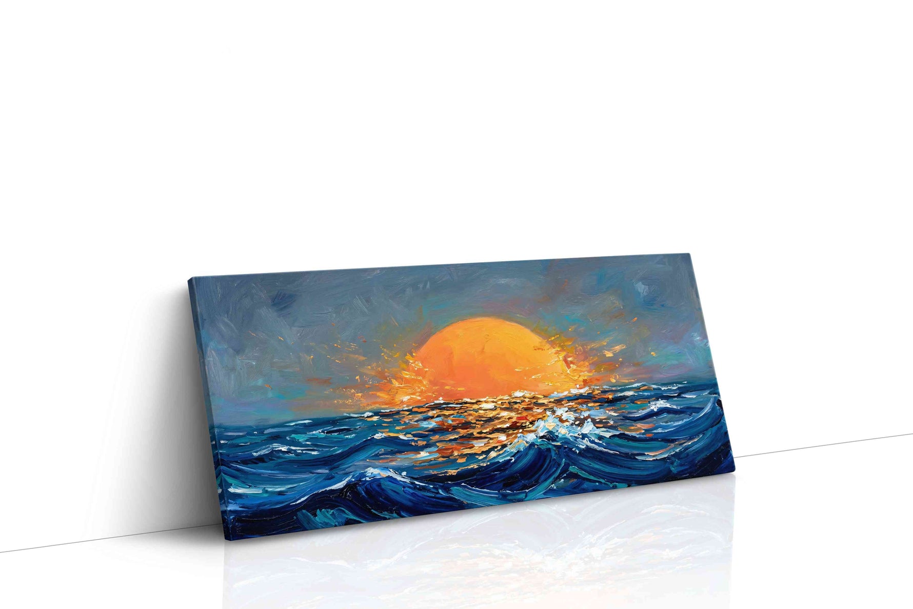 Ember Tide Horizon ocean canvas print, gallery-wrapped, ready to hang
