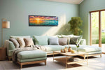 Ember Tide Horizon II ocean canvas print, hanging on wall