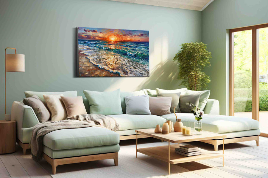 Ember Tide Reverie III ocean canvas print, hanging on wall