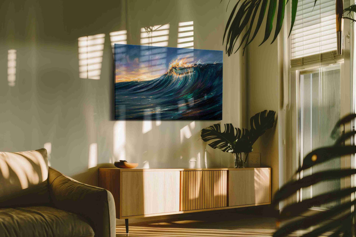Embercrest Tide ocean canvas print in a contemporary interior mockup