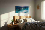 Foam Beneath the Last Light ocean canvas print, displayed in a bedroom