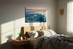 Opaline Breaker ocean canvas print, displayed in a bedroom