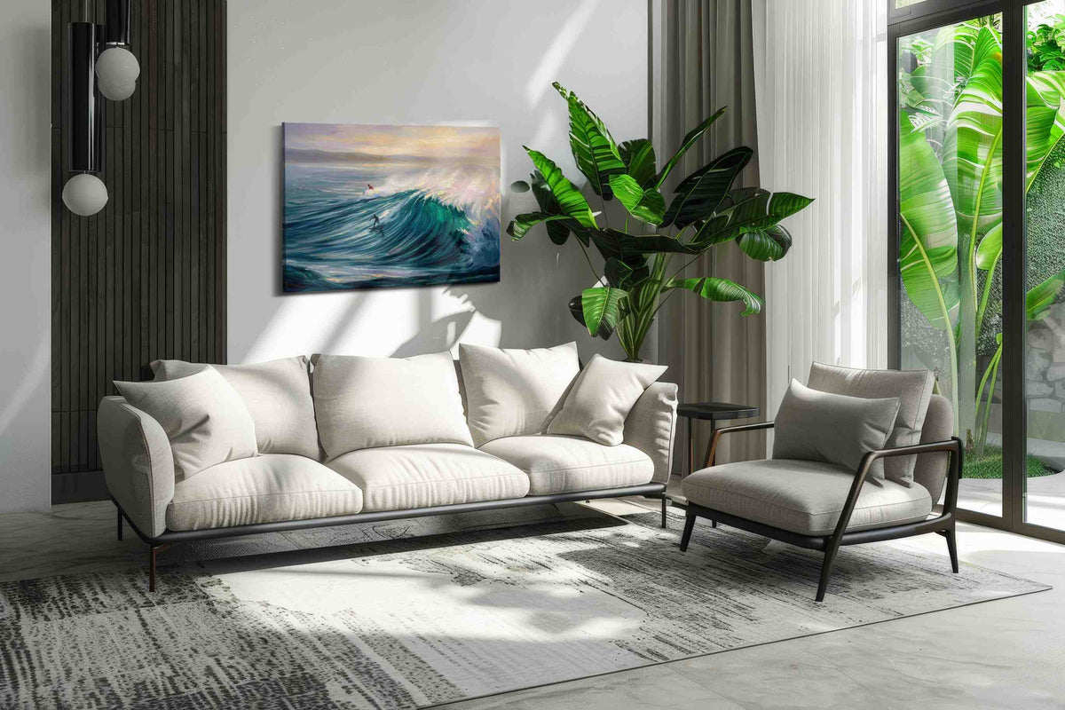 Opaline Breaker ocean canvas print, on wall, lifestyle preview