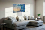 Seafoam Crescendo ocean canvas print, displayed in a living room
