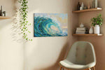 Seafoam Reverie ocean canvas print in a living room scene