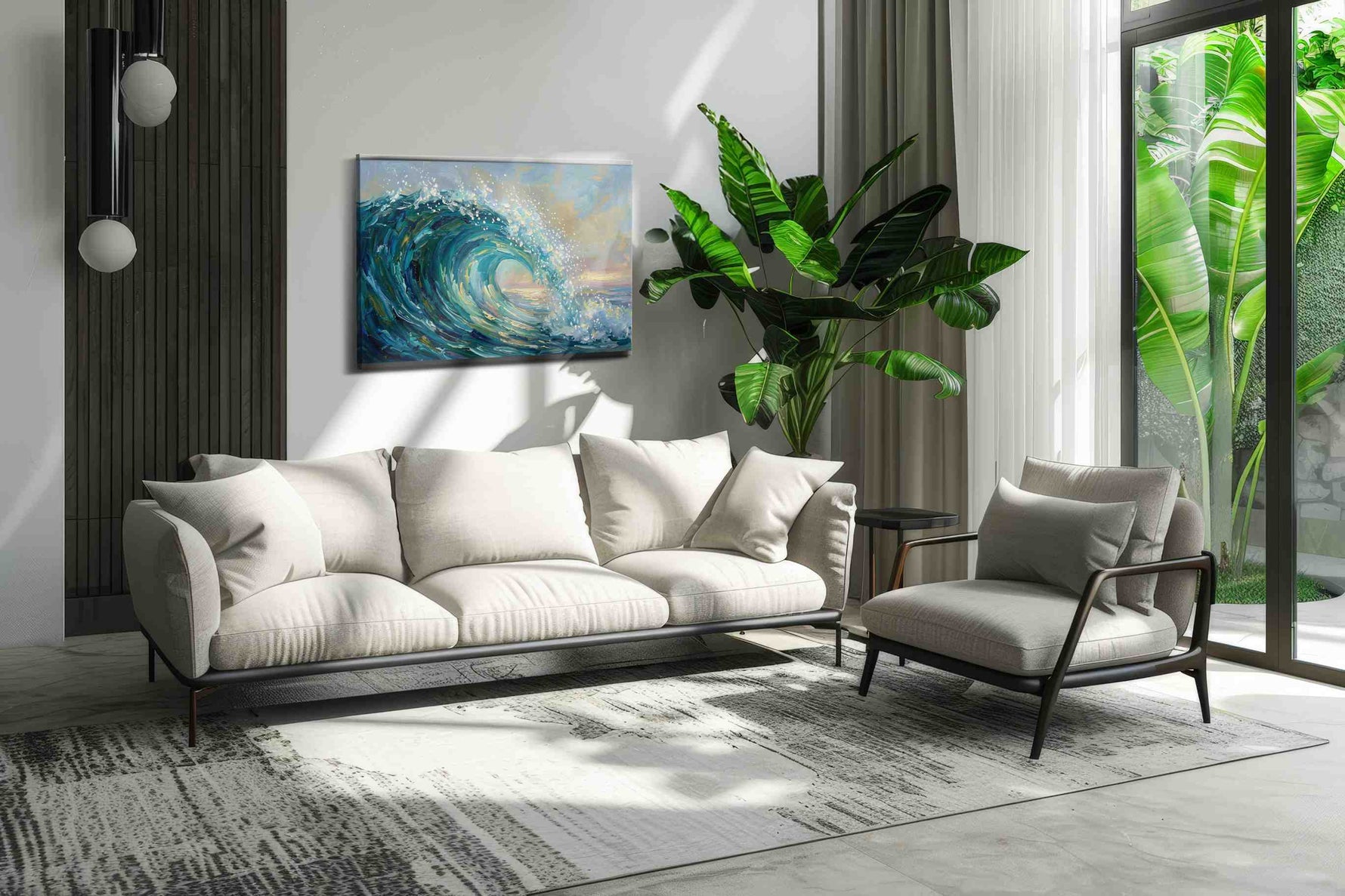 Seafoam Reverie ocean canvas print, on wall, lifestyle preview