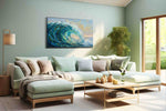 Seafoam Reverie ocean canvas print, hanging on wall