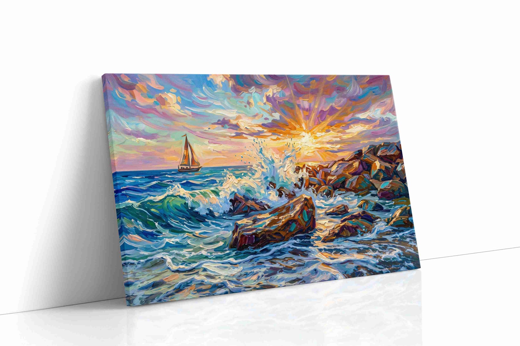 Sunfire on the Breakers ocean canvas print gallery-wrapped landscape canvas studio shot