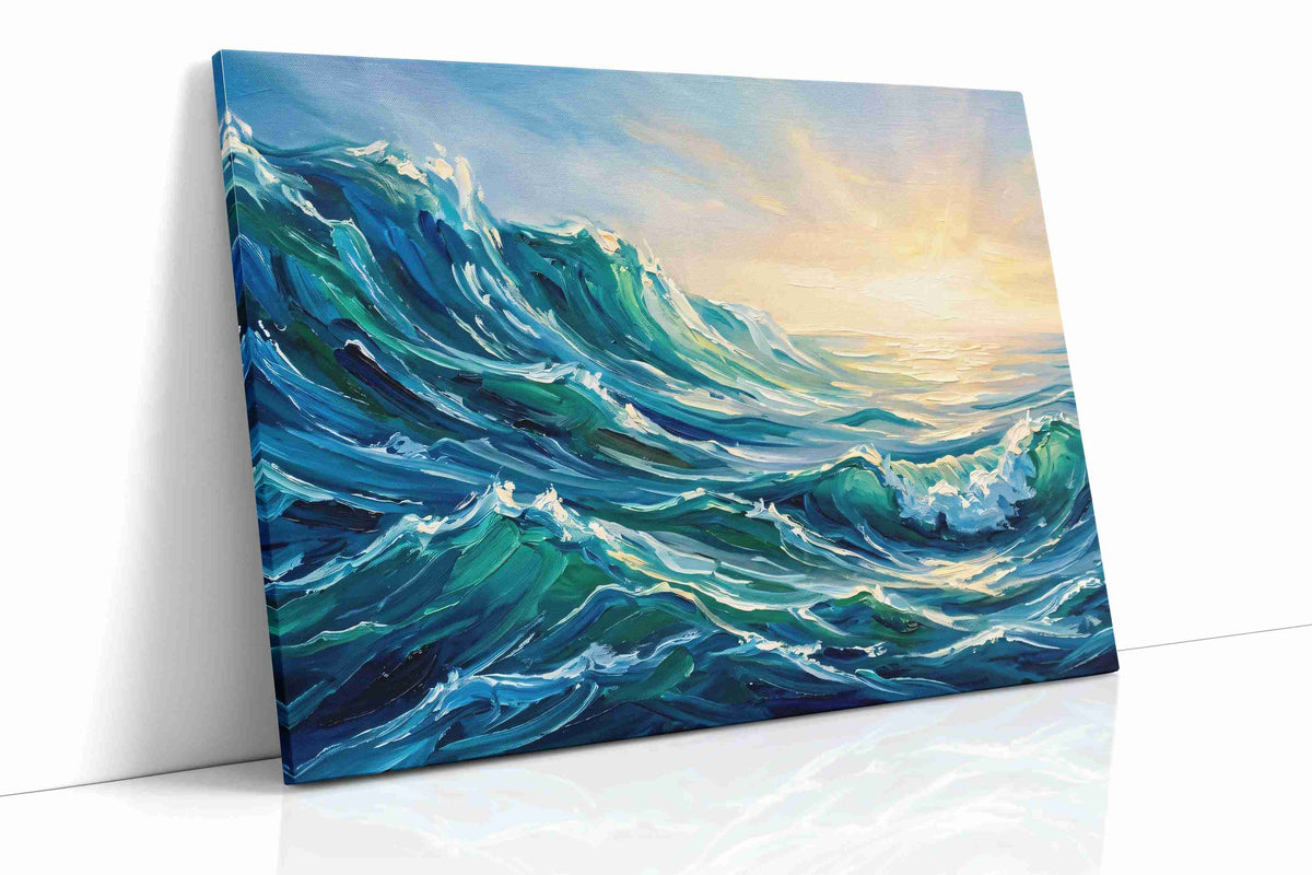 Sunlit Tempest Tide ocean canvas print, gallery-wrapped, ready to hang
