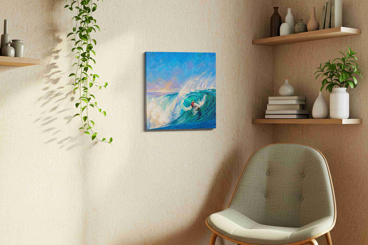 Where Thunder Learns to Surf ocean canvas print, hanging on wall — view 3