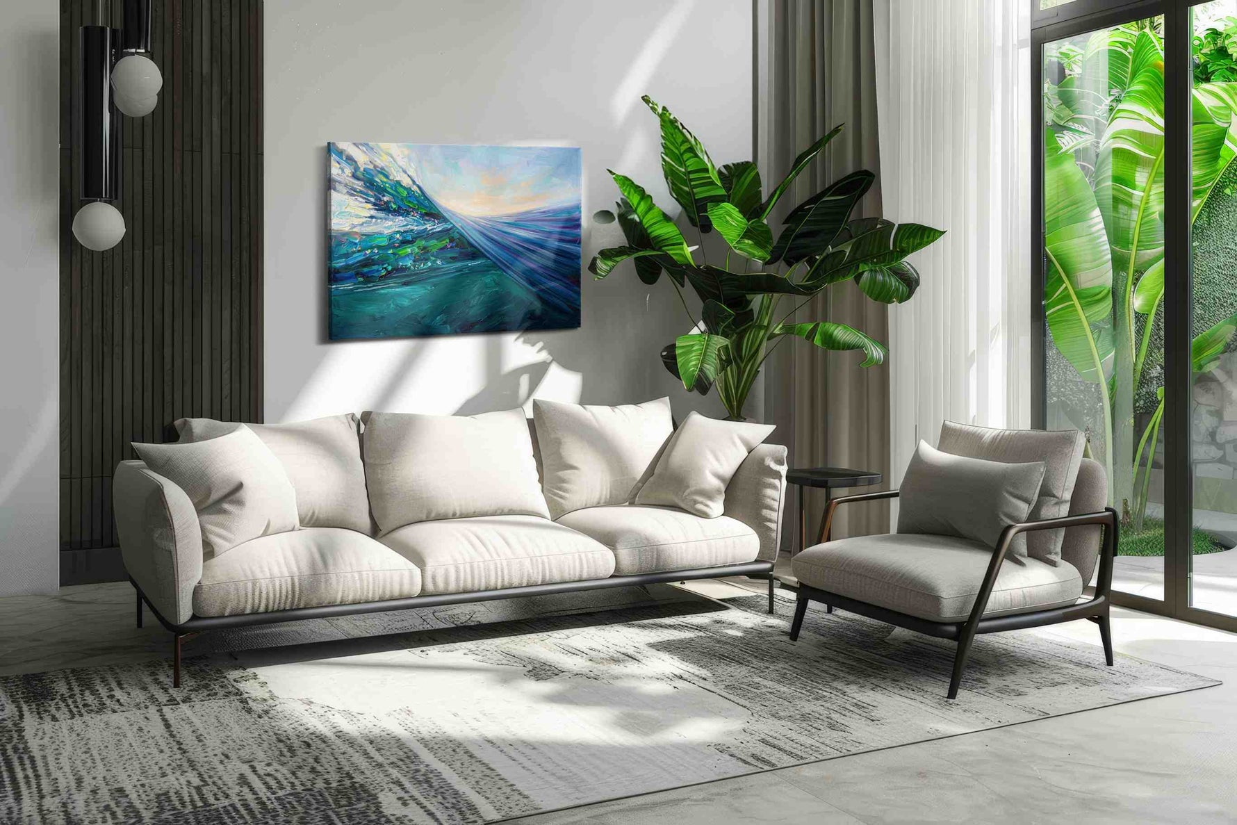 Where the Tide Becomes Light ocean canvas print, hanging on wall