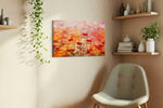 Blushfire Poppy Reverie poppies canvas print styled in a living room
