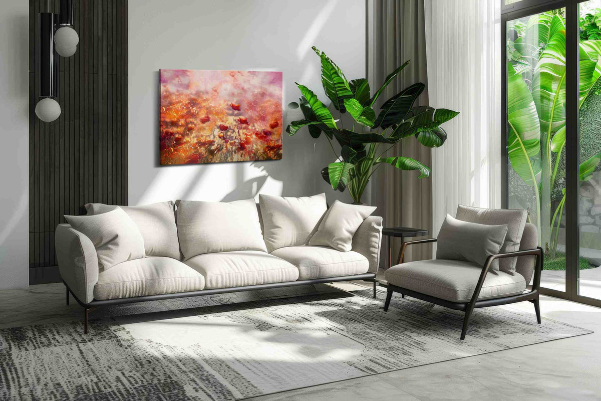 Blushfire Poppy Reverie poppies canvas print, on wall, lifestyle preview