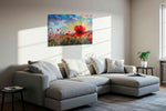 Crimson Bloom at Daybreak - Poppy Wall Art, Floral Canvas Print, Flower Decor