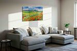 Crimson Wind Over Tuscany poppies canvas print in a living room scene