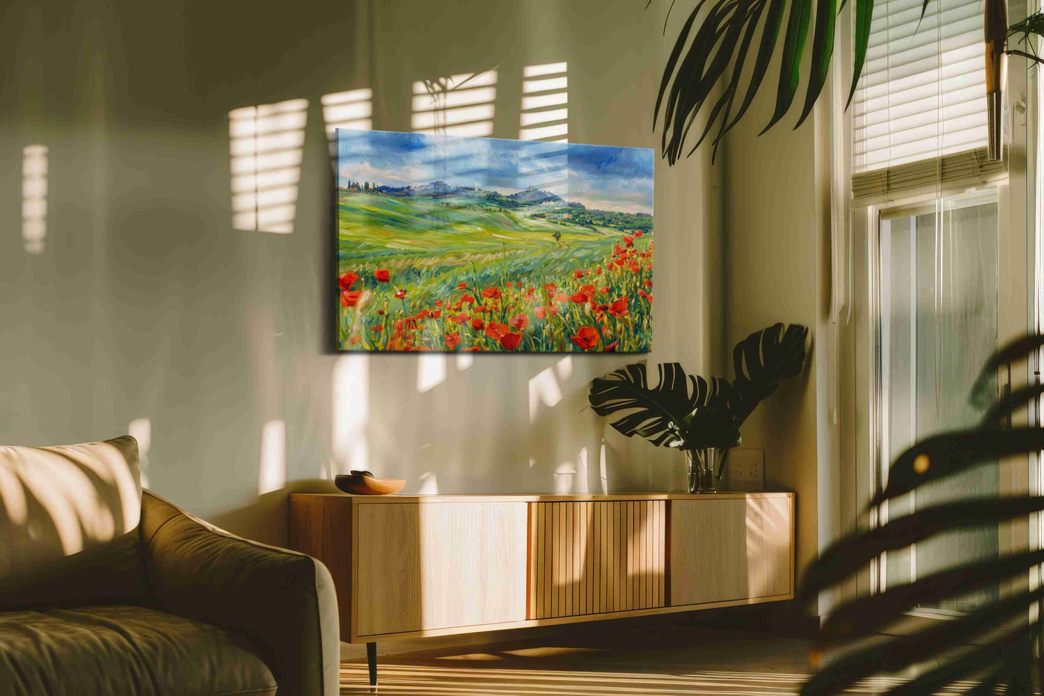 Crimson Wind Over Tuscany - Poppy Wall Art, Floral Canvas Print, Flower Decor