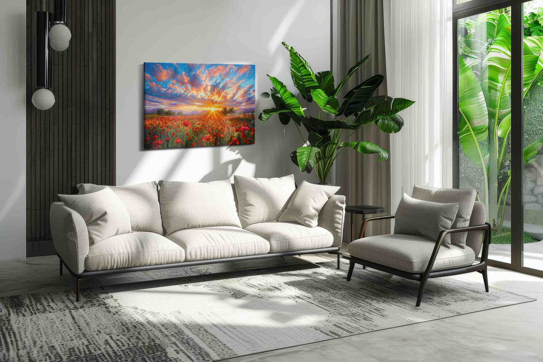 Ember Bloom Horizon - Poppy Wall Art, Floral Canvas Print, Flower Decor