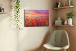 Ember Bloom Horizon III poppies canvas print styled in a living room