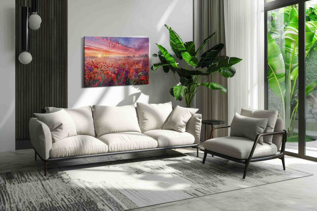Ember Bloom Horizon III - Poppy Wall Art, Floral Canvas Print, Flower Decor