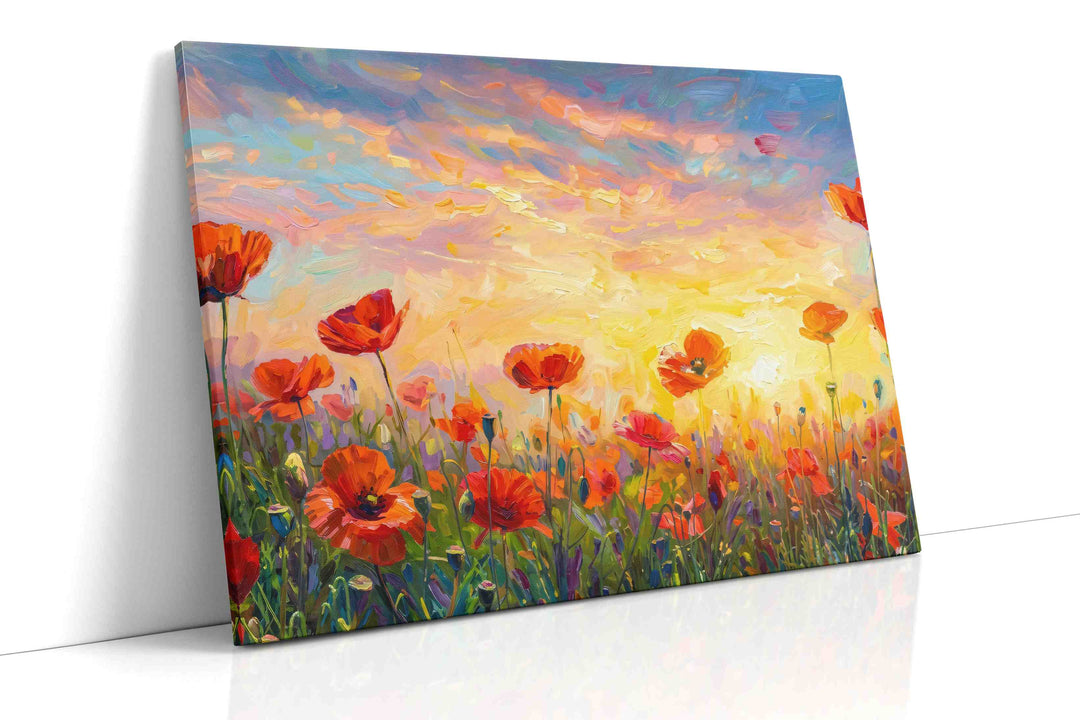 Ember Petals at Daybreak - Poppy Wall Art, Floral Canvas Print, Flower Decor