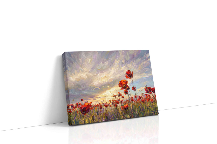Ember Poppies at First Light poppies canvas print gallery-wrapped landscape canvas studio shot
