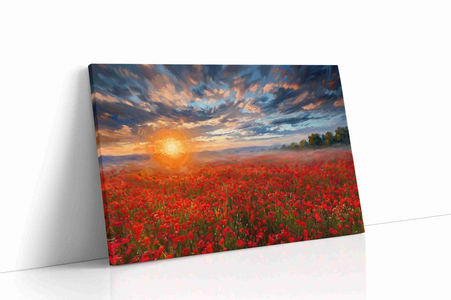 Ember Sky Over Poppies poppies canvas print, gallery-wrapped, ready to hang