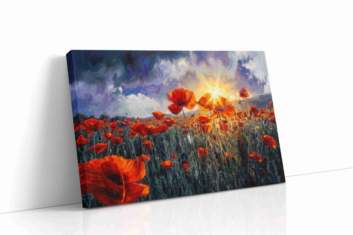 Emberfield Reverie poppies canvas print gallery-wrapped landscape canvas studio shot