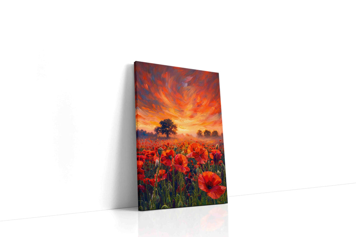 Embers Over the Poppy Field poppies canvas print, gallery-wrapped, ready to hang