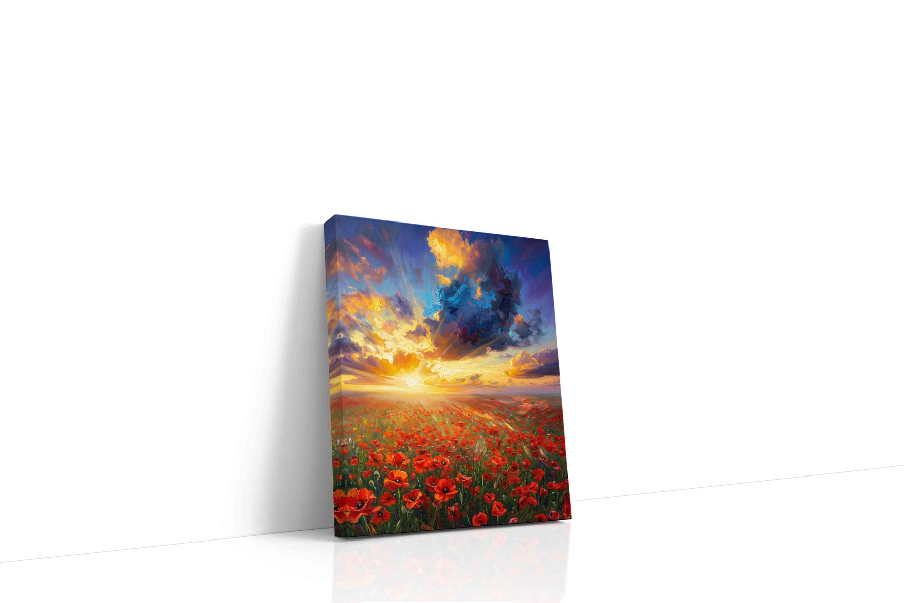 Poppies Beneath a Burning Sky npoppies canvas print, gallery-wrapped, ready to hang