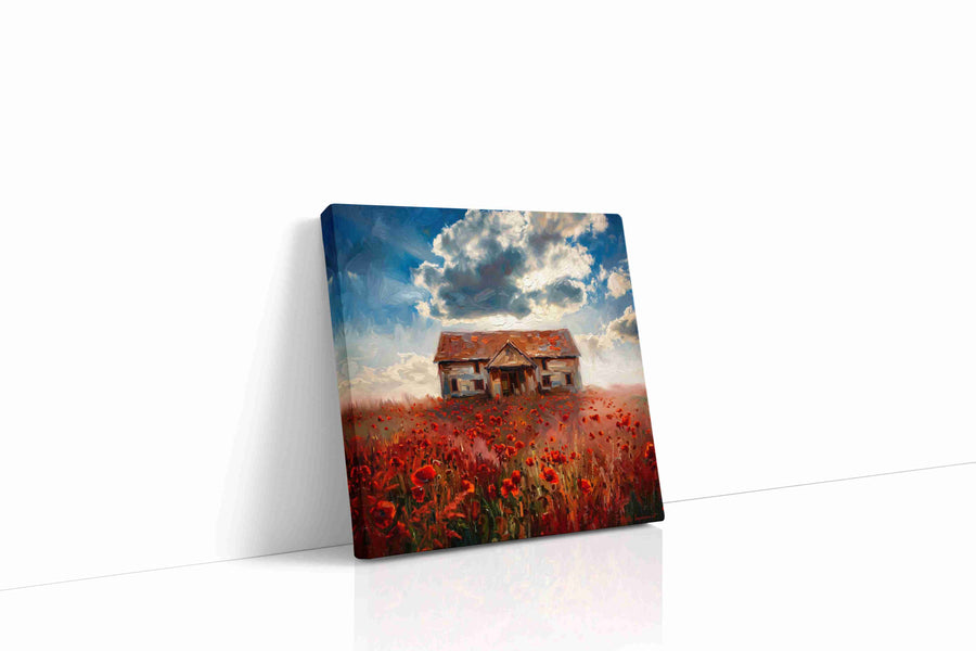 Poppystorm Cottage poppies canvas print gallery-wrapped square canvas studio shot