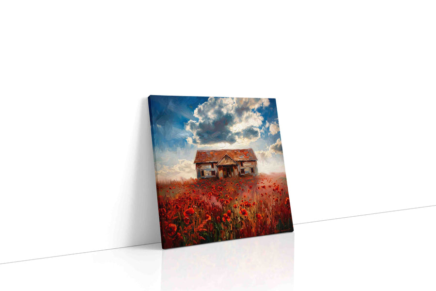 Poppystorm Cottage poppies canvas print, gallery-wrapped, ready to hang