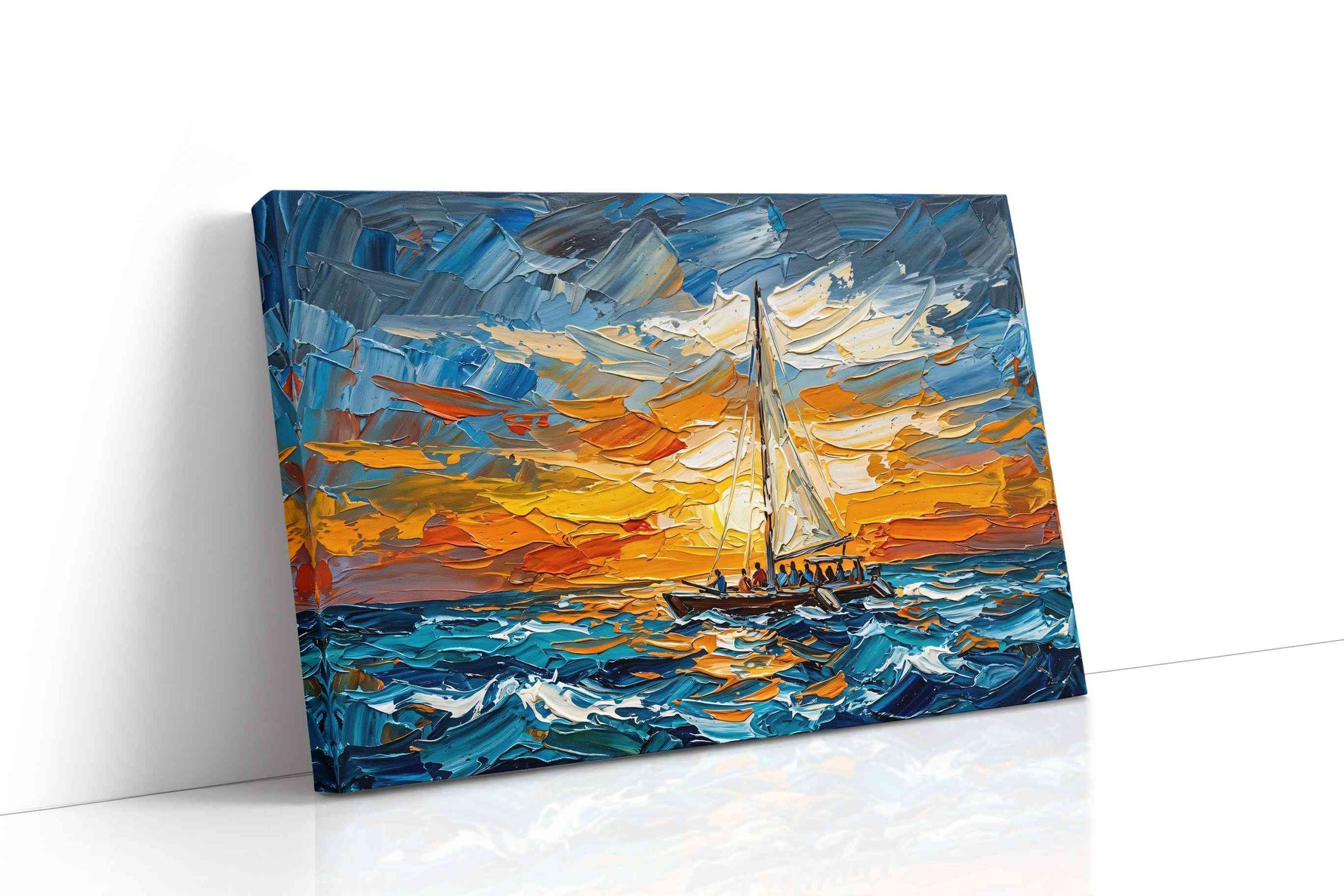 Saffron Horizon Voyage sailing canvas print gallery-wrapped landscape canvas studio shot