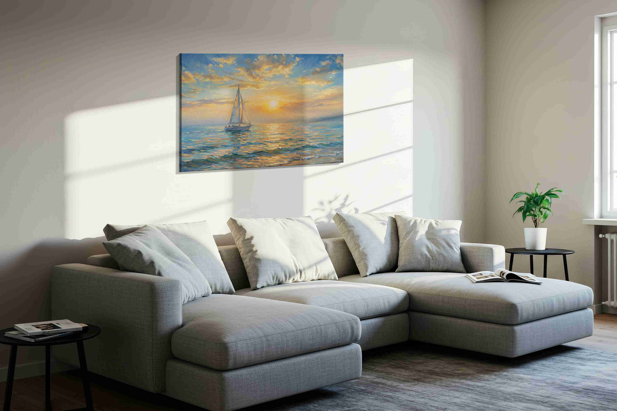 Solstice Sail Reverie sailing canvas print, displayed in a living room