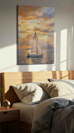Solstice Sail Reverie II sailing canvas print, displayed in a bedroom