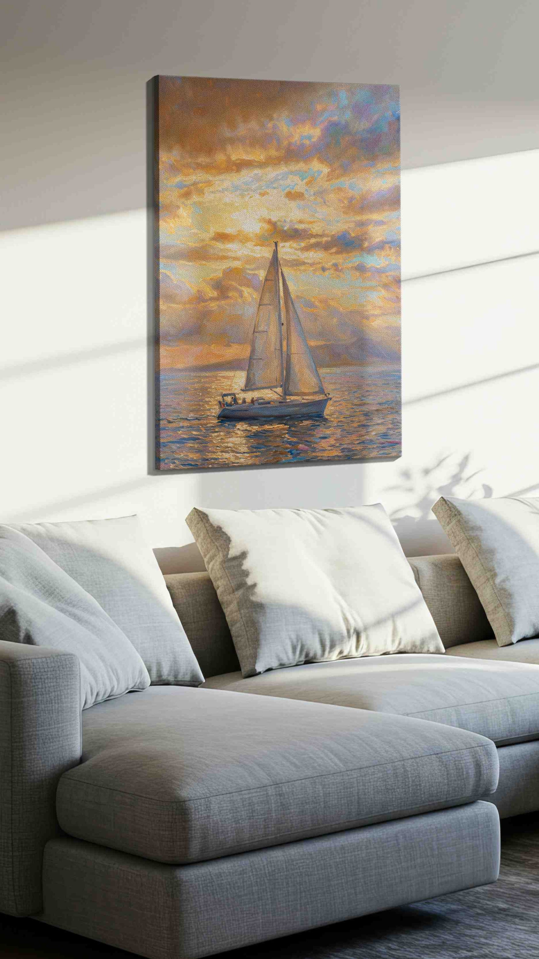 Solstice Sail Reverie II sailing canvas print, displayed in a living room