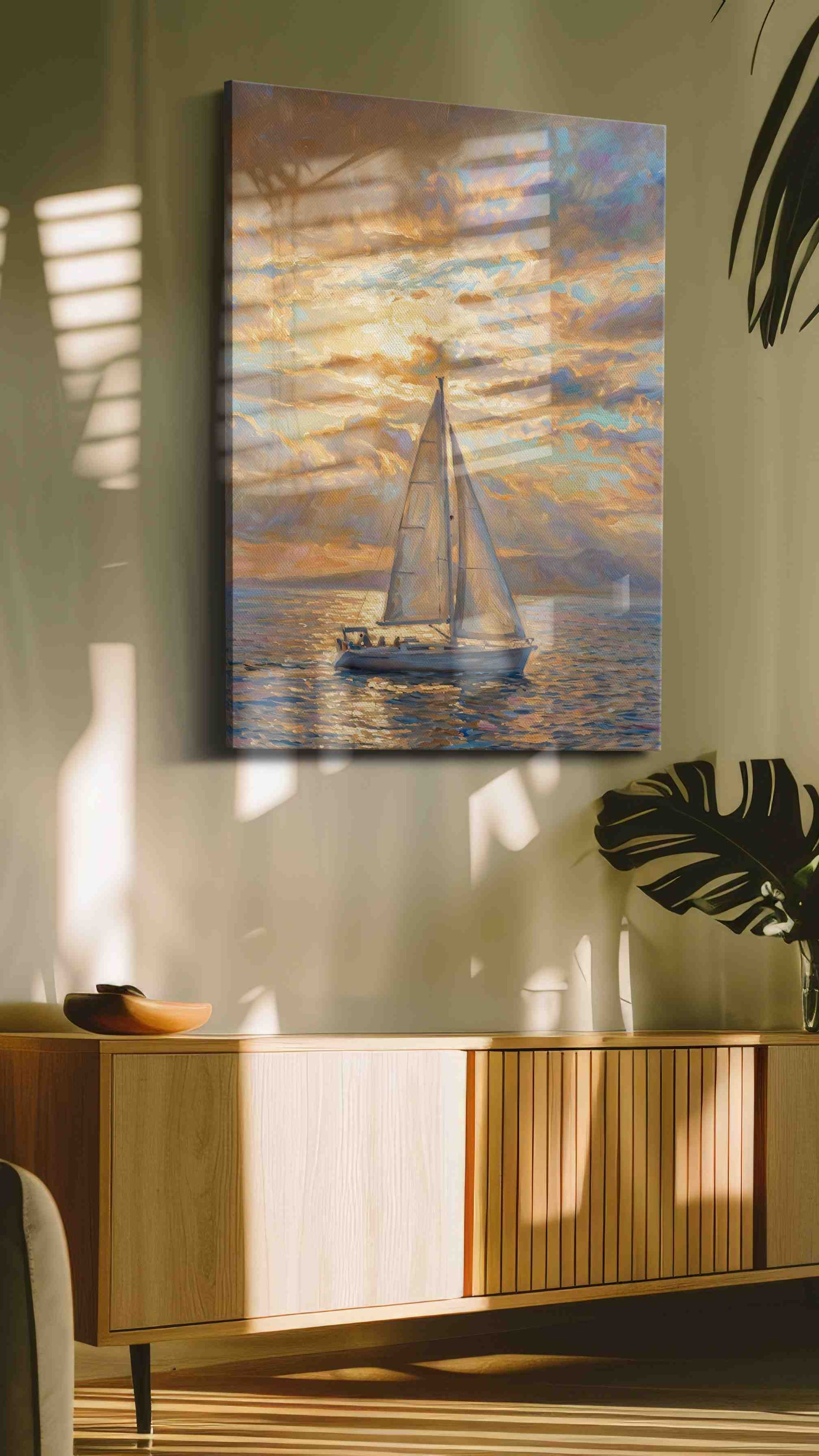 Solstice Sail Reverie II sailing canvas print, on wall, lifestyle preview