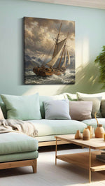 Tempest Over the Fjord - Nautical Wall Art, Sailing Canvas Print, Maritime Decor
