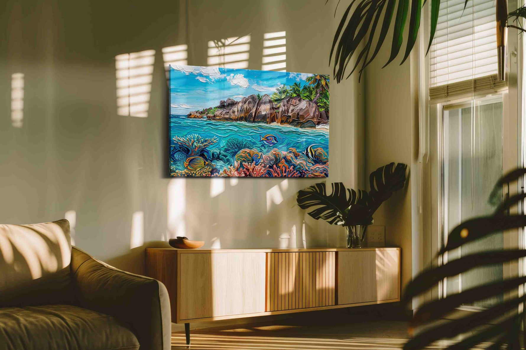 Coral Serenade at Granite Cove sealife canvas print in a hung canvas mockup