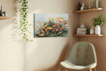 Sunlit Koi Reverie sealife canvas print, displayed in a living room