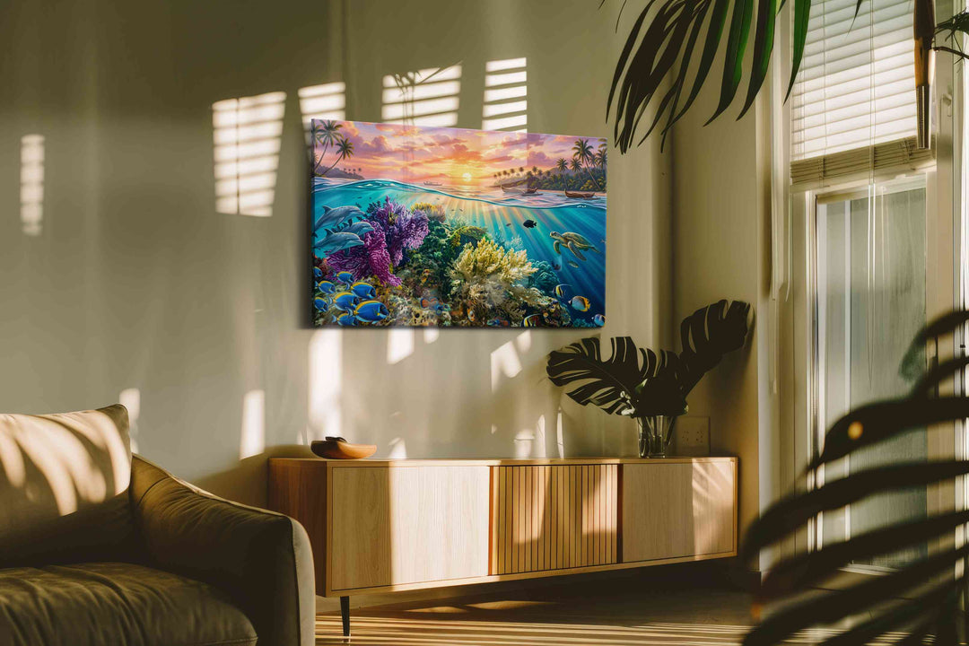 Sunlit Reef Reverie - Sea Life Wall Art, Marine Canvas Print, Ocean Animal Art