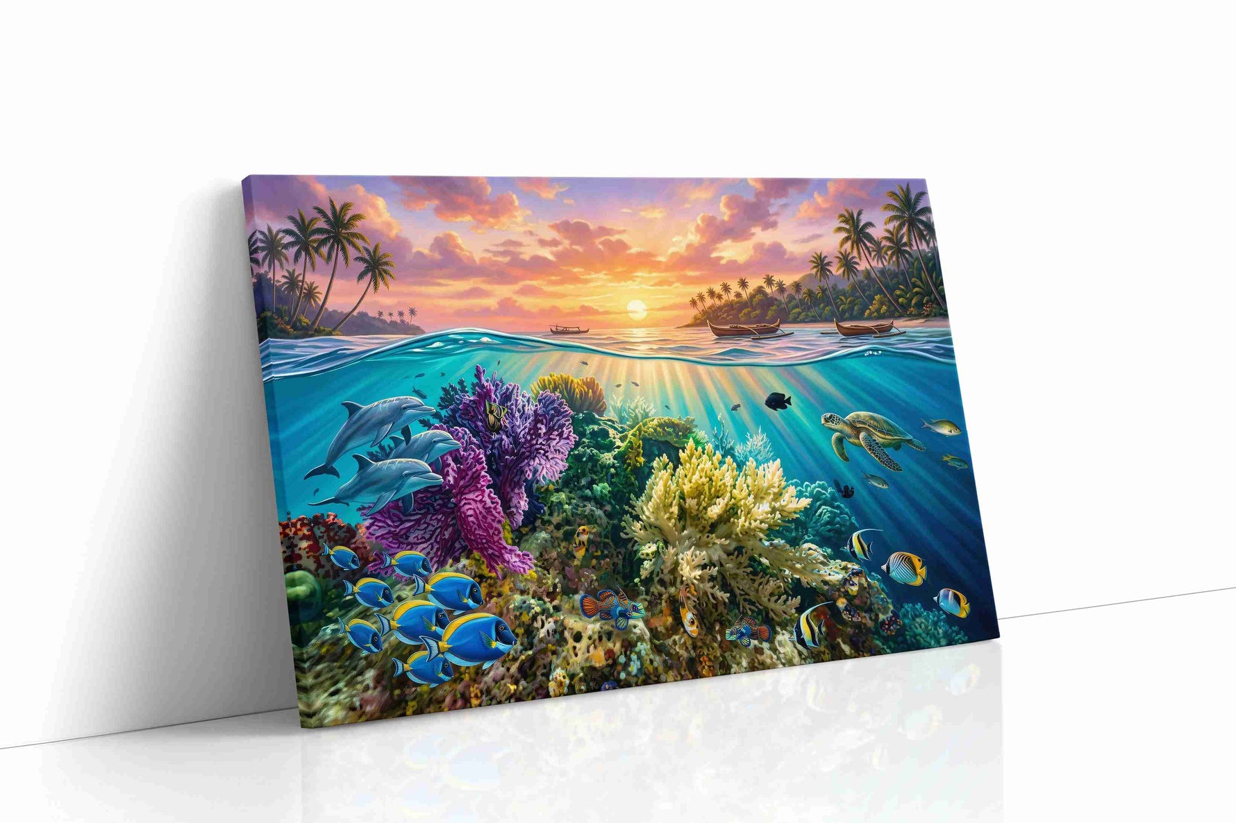 Sunlit Reef Reverie sealife canvas print gallery-wrapped landscape canvas studio shot