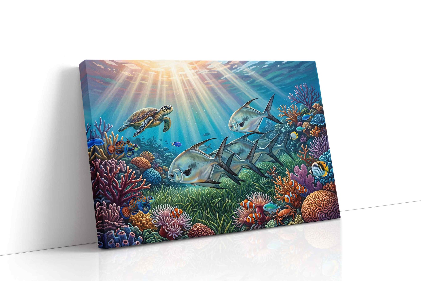 Sunlit Reef Serenade sealife canvas print gallery-wrapped landscape canvas studio shot