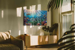 Sunlit Reef Serenade sealife canvas print in a contemporary interior mockup