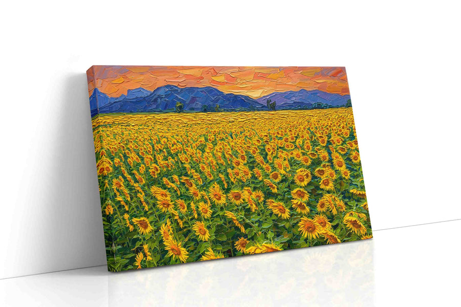 Amber Bloom Horizon sunflowers canvas print, gallery-wrapped, ready to hang