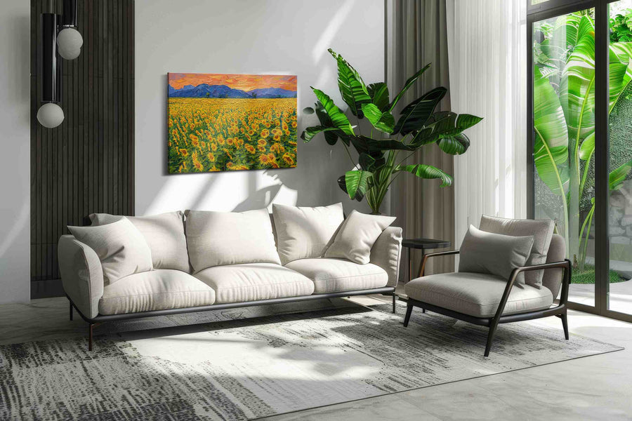 Amber Bloom Horizon - Sunflower Wall Art, Floral Canvas Print, Flower Decor