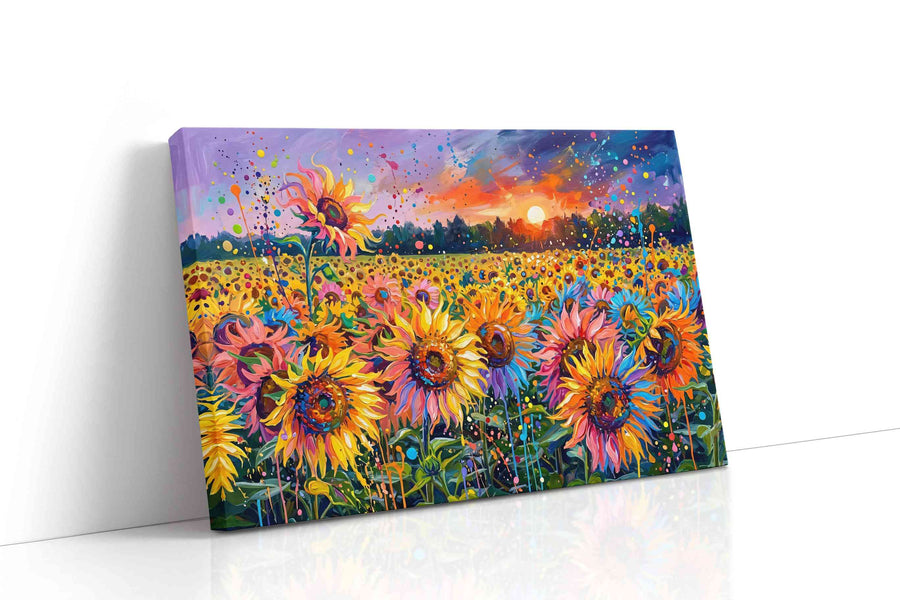 Sunfire Petal Carnival sunflowers canvas print gallery-wrapped landscape canvas studio shot