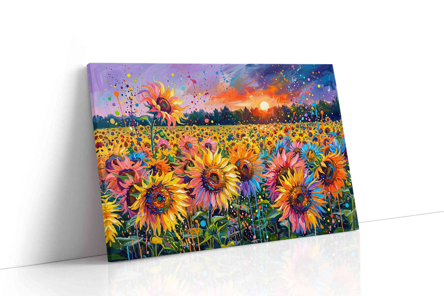 Sunfire Petal Carnival sunflowers canvas print, gallery-wrapped, ready to hang