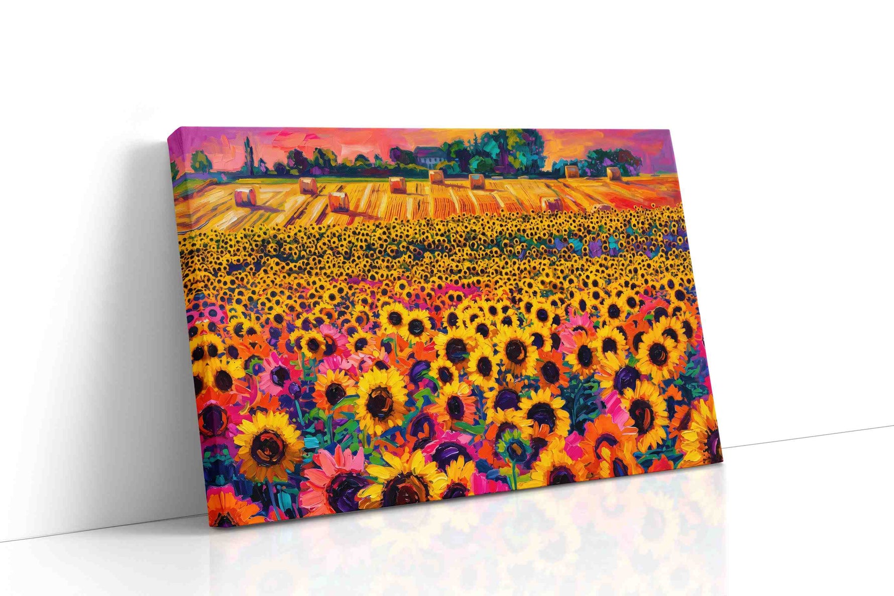 Sunlit Harvest Symphony sunflowers canvas print gallery-wrapped landscape canvas studio shot