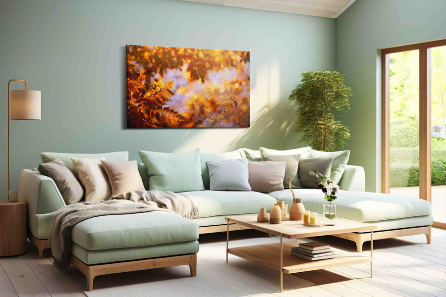 Amber Harvest Reverie autumn canvas print, hanging on wall